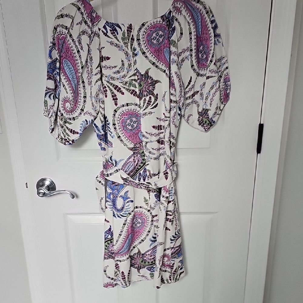 LOFT Paisley Print Mini Dress - Purple, Blue, Pink - Picture 5 of 9
